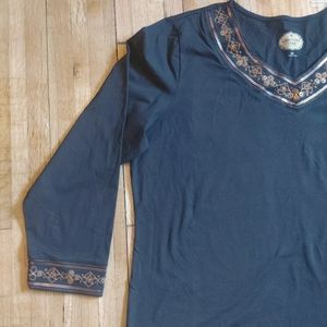 Grand Ole Opry Black Beaded Sequin Blouse